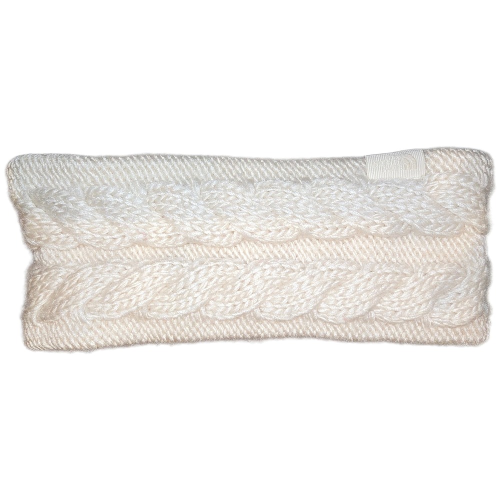 The North Face Minna Cable Knit Headband Cream White Fleece Lined Womens One Sz